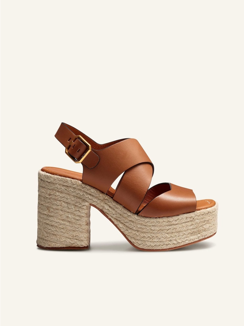 Me + Em Espadrille Platform Women's Brown Sandals Full Grain Leather Sz US 9/9.5 - Picture 2 of 14